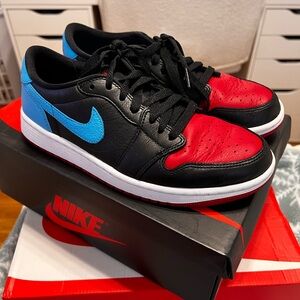Nike Womens Air Jordan 1 Retro Low OG Black Red and Blue